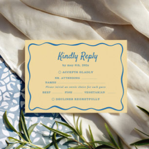 Gelb & Blau gestreifte Hochzeit RSVP Karte