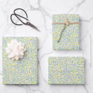 Gelb, Blau & Grün Abstrakt Geschenkpapier Set