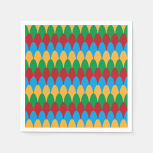 Gelb Blau Grün und Rote Geometrische Muscheln Serviette