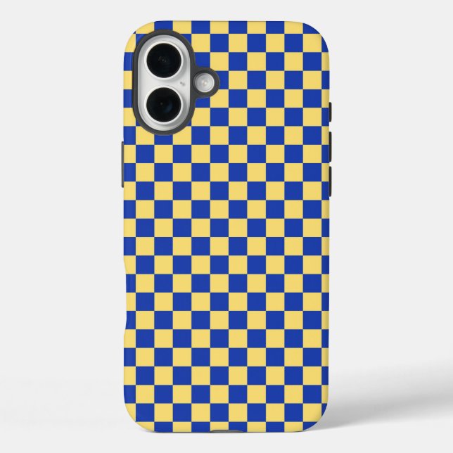 Gelb-blau kariertes Brettmuster Case-Mate iPhone Hülle (Rückseite)