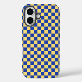 Gelb-blau kariertes Brettmuster iPhone 16 Hülle
