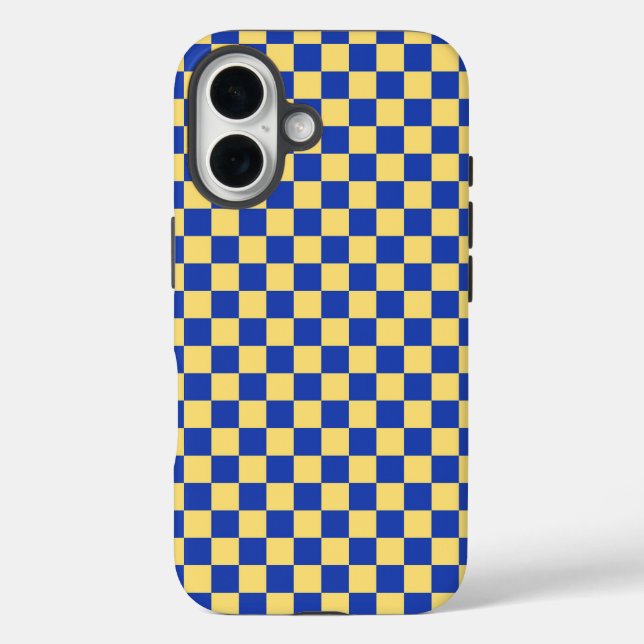 Gelb-blau kariertes Brettmuster Case-Mate iPhone Hülle (Rückseite)
