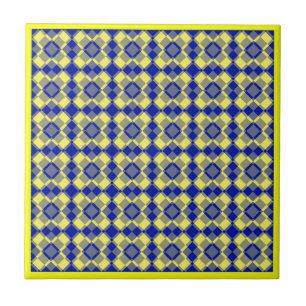 Gelb Blau Karo Argyle-Muster Fliese