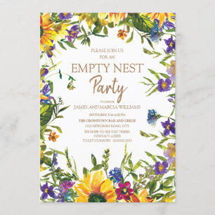 Gelb Blau Lila Blumige Empty-Nest-Party Einladung