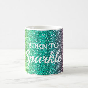 Gelb, Blau & Pink Glitter Born to Sparkle Kaffeetasse