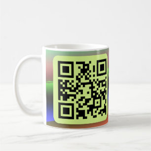 Gelb Blau Q R Code Name Beruf Titel Bild Kaffeetasse