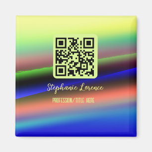 Gelb Blau Q R Code Name Beruf Titel Bild Magnet