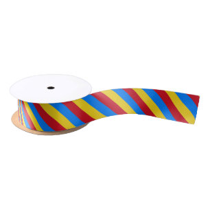 Gelb-blau-rotes Farbband Satinband