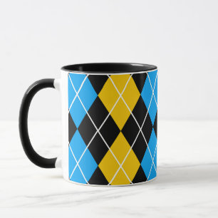 Gelb Blau Schwarz Argyle Diamant Design Tasse
