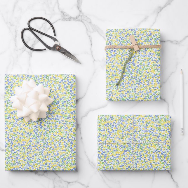 Gelb, blau und grün Abstrakt Geschenkpapier Set (Vorderseite)