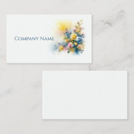 Gelb, blau und rosa Roses Bouquet Wasserfarbe Visitenkarte