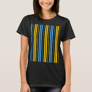 Gelb Blau und Schwarz Vertikales Streifenmuster T-Shirt