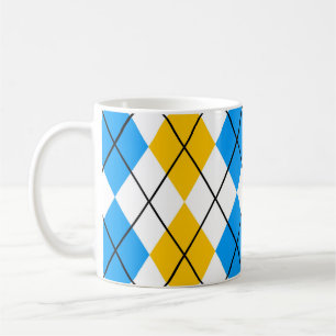 Gelb Blau Weiß Argyle-Diamant-Design  Kaffeetasse