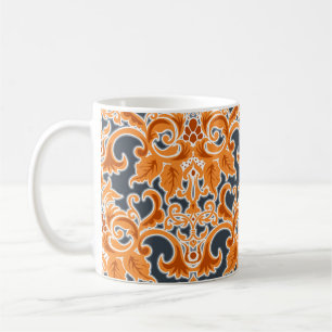 Gelb blaue Ornament Nahtloses Hintergrundmusterab Kaffeetasse