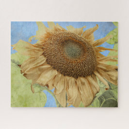 Gelb blauer Boho Rustikale Landblume Puzzle