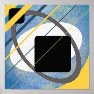 Gelb-blaues geometrisches Leinwanddesign AP0011 Po Poster