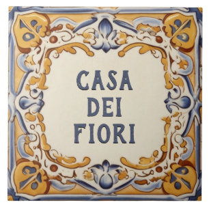 Gelb-blaues spanisches Design-Hausnamensschild Fliese
