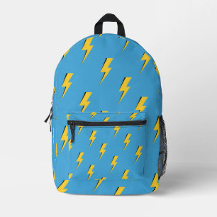 Gelb-Blitz mit blauem Hintergrund Y2K-Muster Bedruckter Rucksack