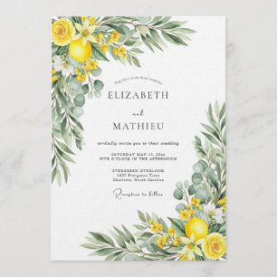 Gelb blühende botanische Hochzeit Einladung