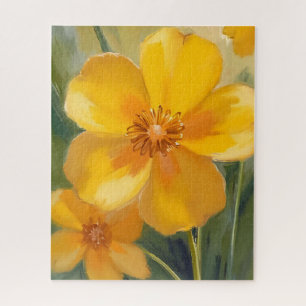 Gelb Blumen Wasserfarbe Frühlingsblüten Gemalt Puzzle