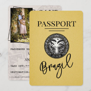 Gelb Brasilien Reisepass Save The Date