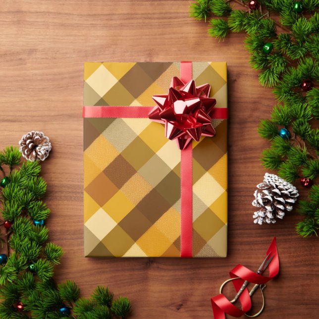 Gelb Braun Ernte Kariert Honig Karomuster Geschenkpapier (Feiertagsgeschenk)