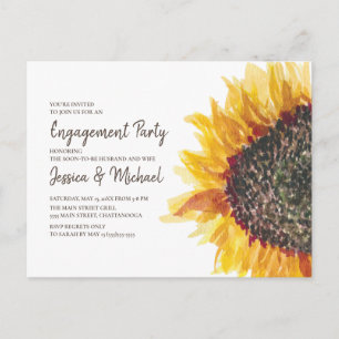 Gelb Braun Weiße Sonnenblume Boho Verlobungsfeier Postkarte