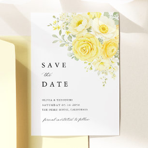 Gelb Butter Elfenbein Blumen Hochzeit Save The Date