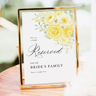 Gelb Butter Elfenbein Blumen Sitzplatzschild reser Poster