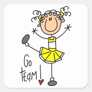 Gelb Cheerleaderin Go Team Quadratischer Aufkleber