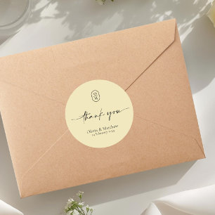Gelb Chic & Moderne Hochzeitsmonogramm Runder Aufkleber