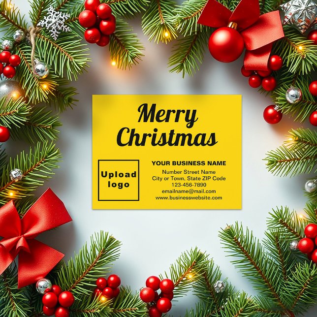 Gelb | Christmas | Business | Kleine Wohnung Feiertagskarte (Business brand on yellow flat holiday card for Christmas)