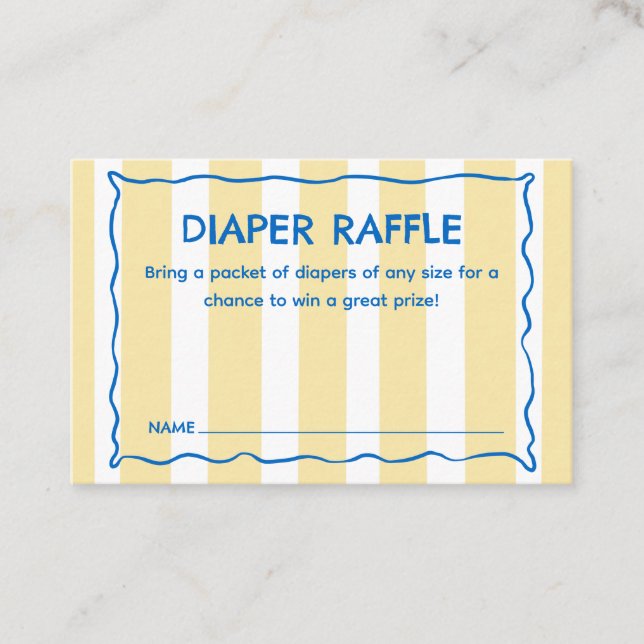 Gelb Ciao Baby Baby Shower Windel-Raffle-Einlage Treuekarte (Vorderseite)