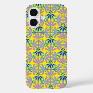 Gelb der Serie Retro Floral iPhone 16 Hülle
