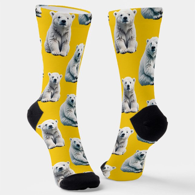 Gelb Design mit Eisbär-Muster  Socken (Von Creator hochgeladen)