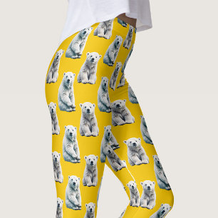 Gelb Design mit Eisbärmuster Leggings
