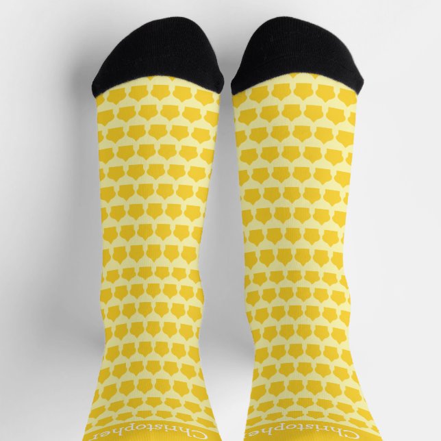 Gelb Design mit marokkanischem Muster Socken (Oben)