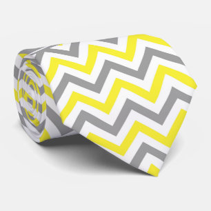 Gelb Dk Grau Weiß LG Chevron Grau Name Monogramm Krawatte