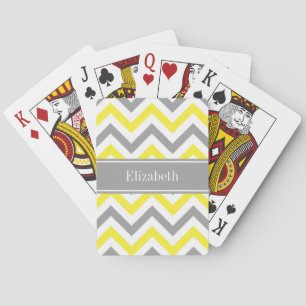 Gelb Dk Grau Weiß LG Chevron Grau Name Monogramm Spielkarten