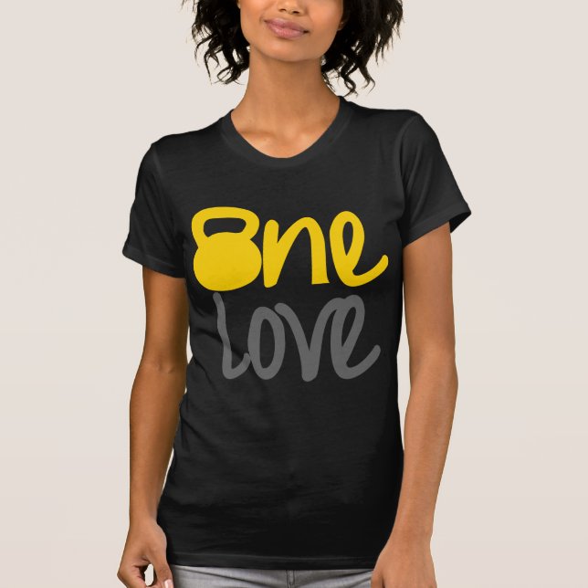 Gelb "eine Liebe" Kettlebell T-Shirt (Vorderseite)