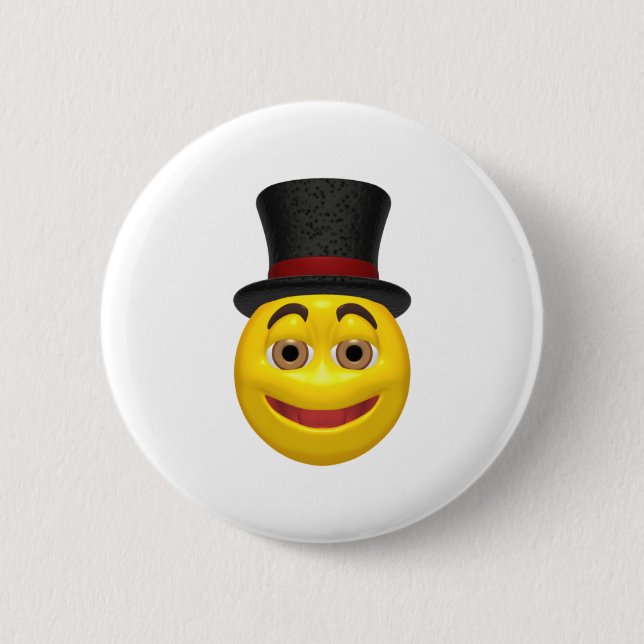 Gelb, einen Zylinder tragend Button (Vorderseite)