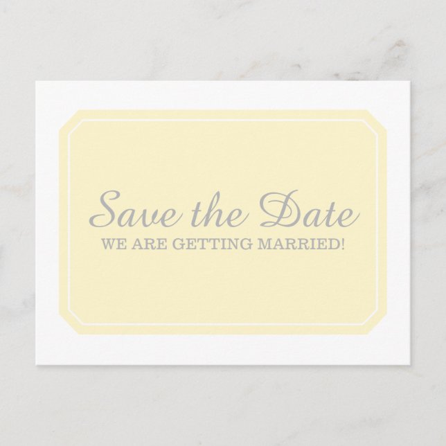 Gelb einfach elegant Save the Date Postkarte (Vorderseite)