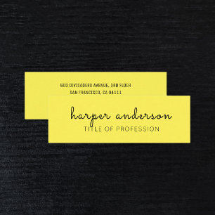 Gelb einfach, modern Beruflich Mini Visitenkarte