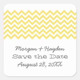 Gelb Einfache Zickzack Save the Date Stickers