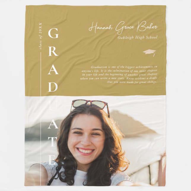 Gelb | Einfaches Abschluss Foto & Angebot Fleecedecke (Vorderseite)