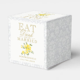 Gelb Essen, Trinken und sei verheiratet Hochzeit Geschenkschachtel