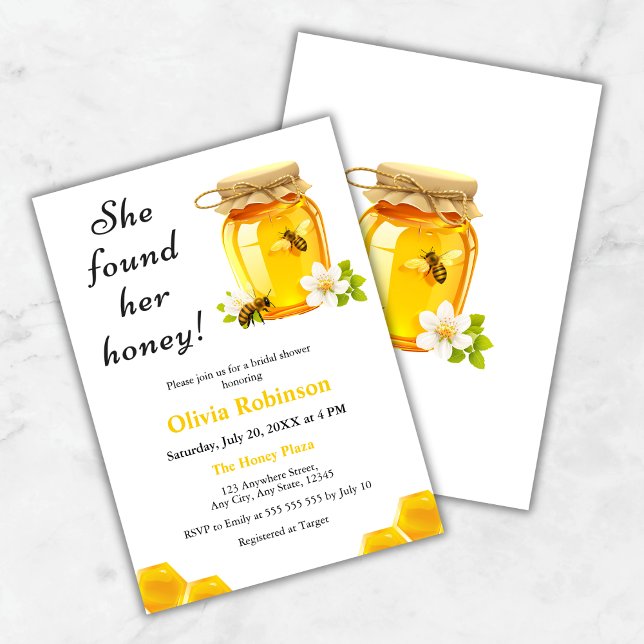 Gelb fand sie ihr Honig-Brautparty Einladung (Yellow She Found Her Honey Bridal Shower Invitation  )