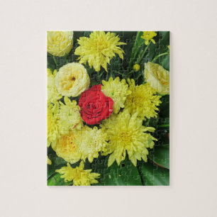 gelb,farbenfrohe+ Blumen, Garten+ Gnom, Puzzle