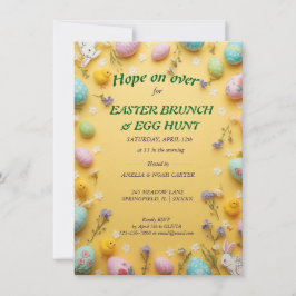 Gelb farbenfrohe Oster-BRUNCH & -SUCHE Einladung