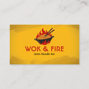 Gelb Feuer Wok-Nudel-Restaurant Visitenkarte